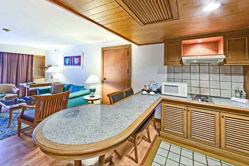 a kitchen of a 1 bedroom suite
